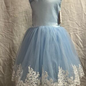 Elegant Blue and White Kids Costume Dress